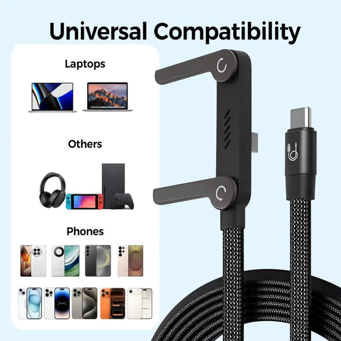 📱 240W pleten kabel za hitro polnjenje z vgrajenim stojalom za telefon - nov zložljiv trpežen kabel USB-C tipa C 2026 (2 kosa)-SI