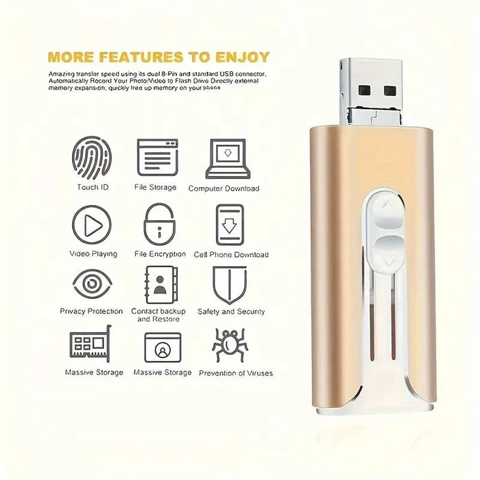 32~256GB Micro USB + 8 ακίδων + USB 3.0 4 σε 1 Κινητό τηλέφωνο υπολογιστής U-Disk-GR