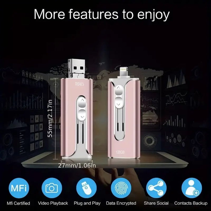 32~256GB Micro USB + 8 ακίδων + USB 3.0 4 σε 1 Κινητό τηλέφωνο υπολογιστής U-Disk-GR