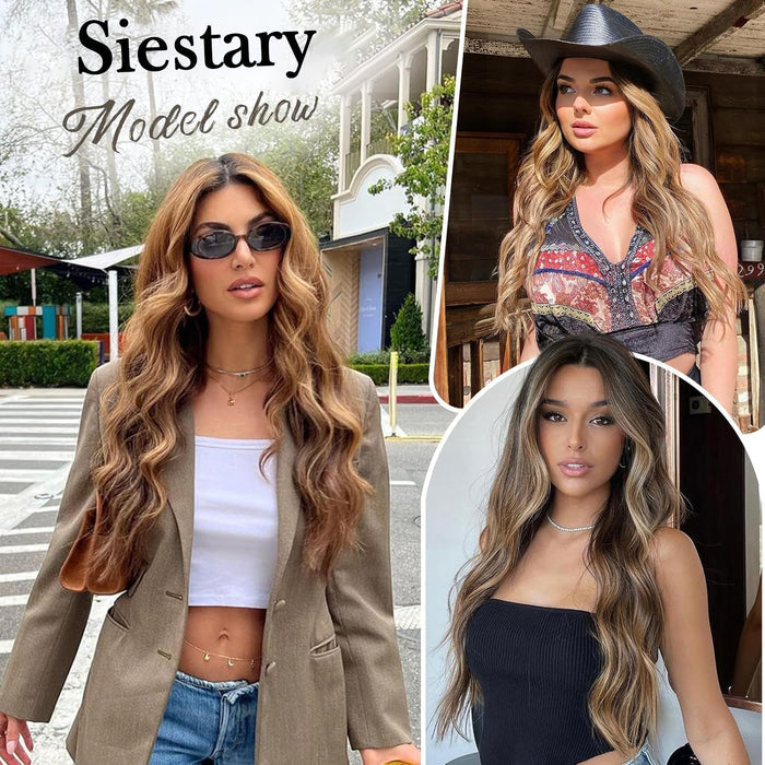 💖 ¡50% de descuento ahora! Peluca larga ondulada con degradado para mujer: aspecto natural, gorro ajustable y fibras resistentes al calor para un estilo diario.-ES