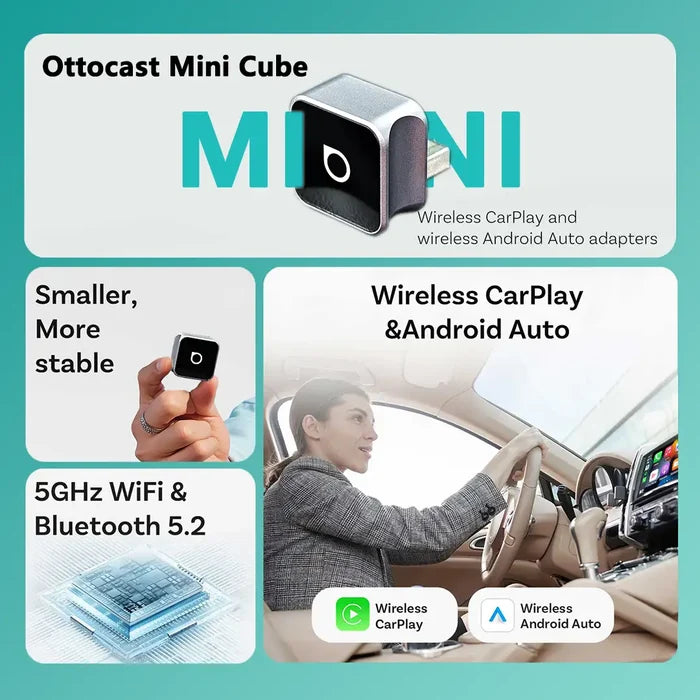 Adaptador inalámbrico CarPlay Android Auto para Ottocast Mini 3.0 Ultra Cube-ES