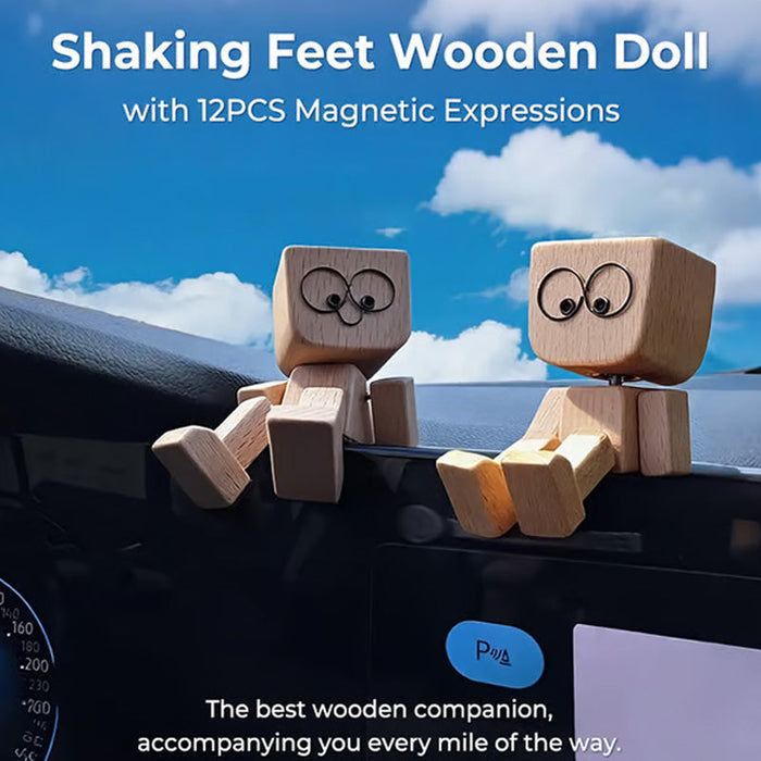 Adorable figurita de madera que se mueve con 12 expresiones faciales diferentes.-ES