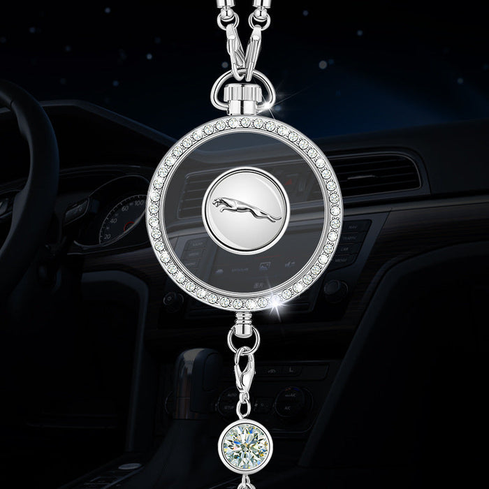 Automobilio aromaterapijos logotipo pakabukas iš metalo ir deimantų-LT