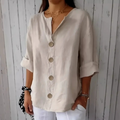 🔥Blusa holgada con botones para mujer-ES