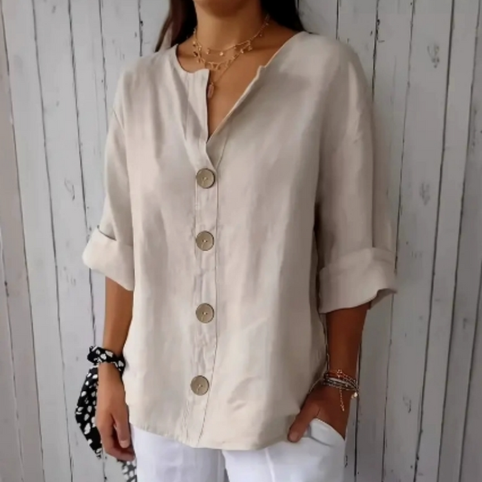 🔥Blusa holgada con botones para mujer-ES