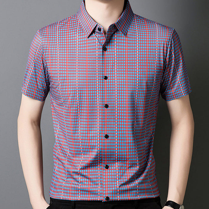 🔥Camisa de cuadros con botones de manga corta para hombre-ES