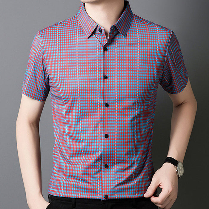 🔥Camisa de cuadros con botones de manga corta para hombre-ES