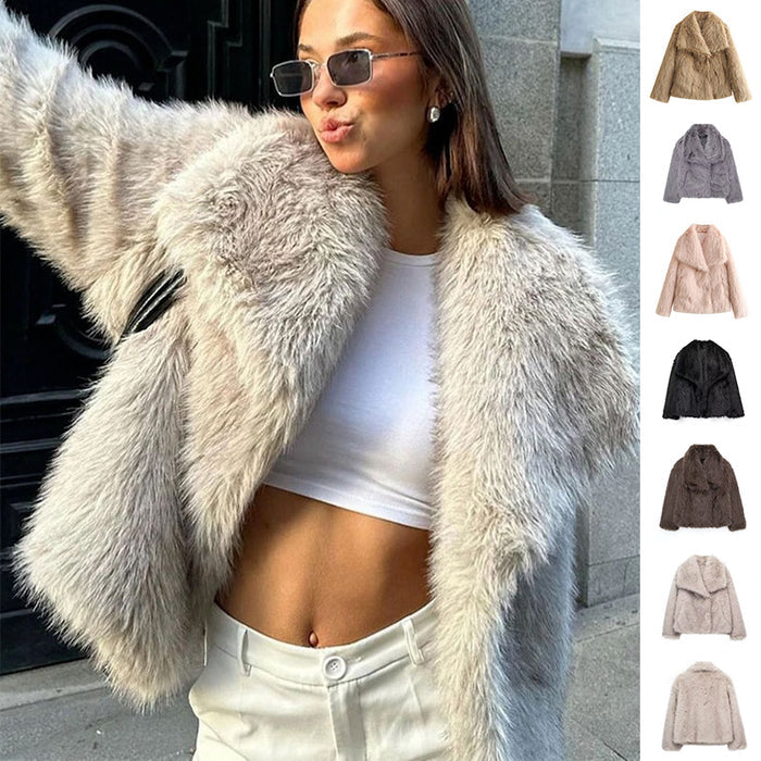 Casual Long Sleeve Velvet Winter Coat