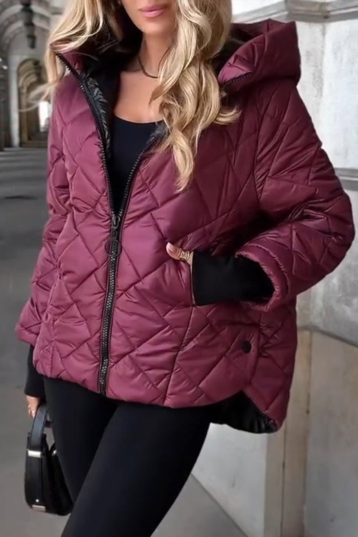 Chaqueta casual de algodón con capucha para mujer-ES