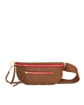 Charles Crossbody | Mahogany Pebble/Brushed Gold Red Zip | Med