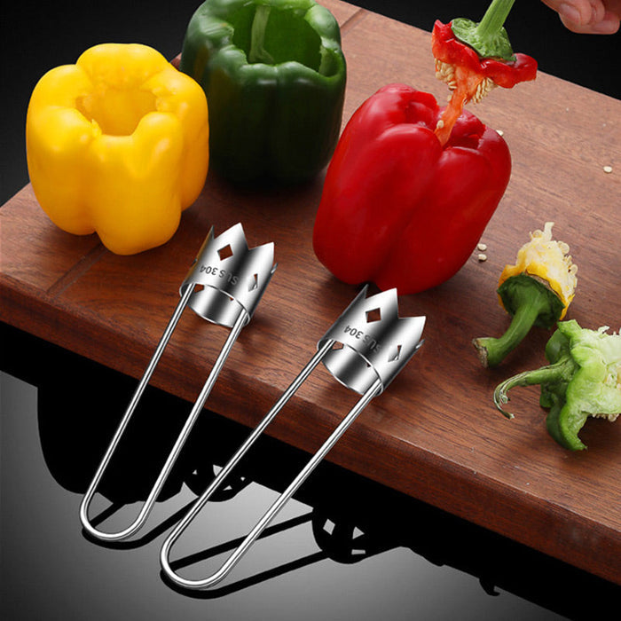 【✨Compra uno, llévate otro gratis】🍅Descorazonador universal de frutas y verduras de acero inoxidable-ES