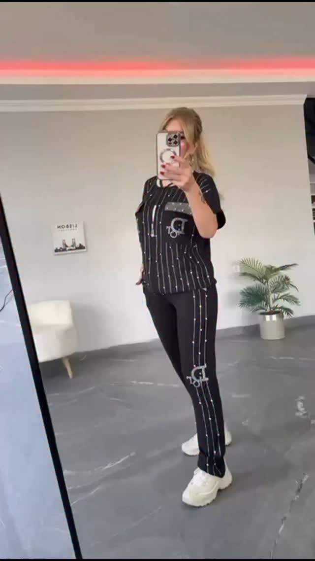 💎Conjunto de dos piezas con cierre de cremallera y cristales-ES