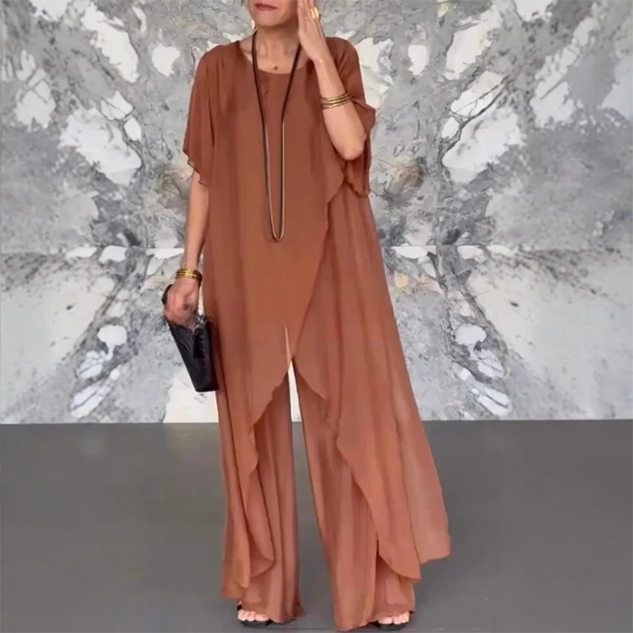 🛍️✨Conjunto de mujer compuesto por blusa irregular y pantalón ligero-ES