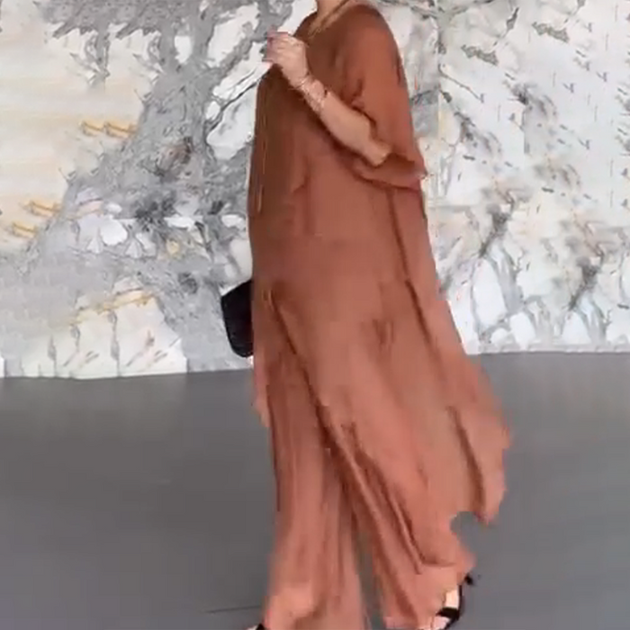🛍️✨Conjunto de mujer compuesto por blusa irregular y pantalón ligero-ES