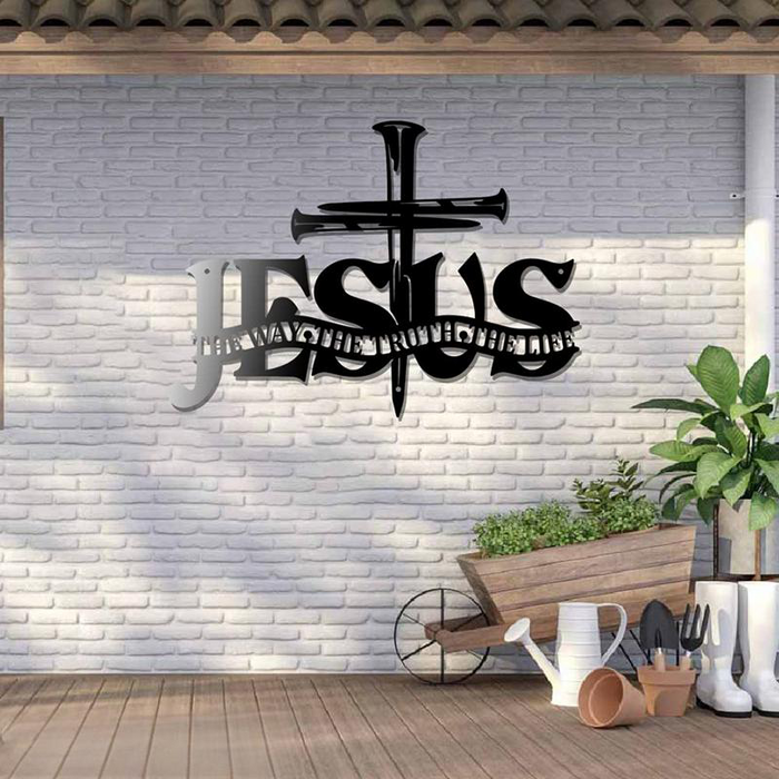 Cruz de Jesús Verdad Decoración de pared de metal-ES