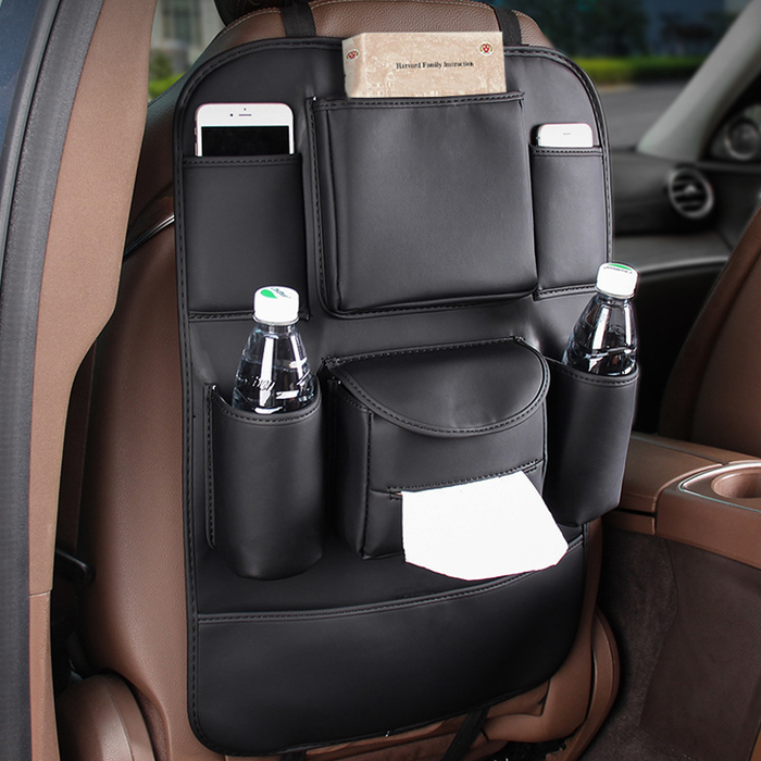 „DriveEase“ galinės sėdynės organizatorius – pakabinamas organizatorius su keliomis kišenėmis ir asmeniniu logotipu-LT