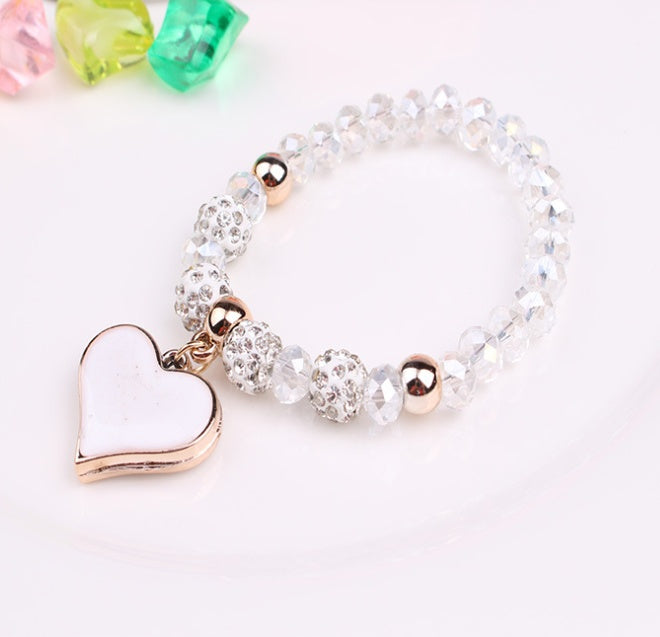 Elastic Crystal Bracelet Set With Heart Bangle For Women Buy 2 Get 1 Free Sparkling Easy Slip On