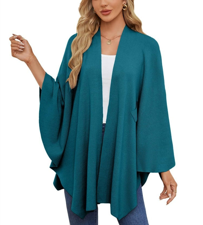 🔥Elegante bufanda que cubre un suave poncho de punto con frente abierto-ES