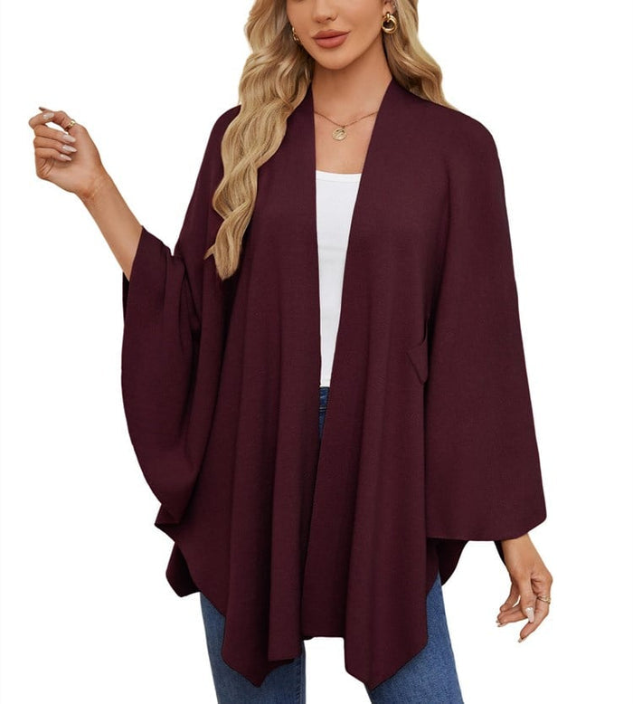 🔥Elegante bufanda que cubre un suave poncho de punto con frente abierto-ES
