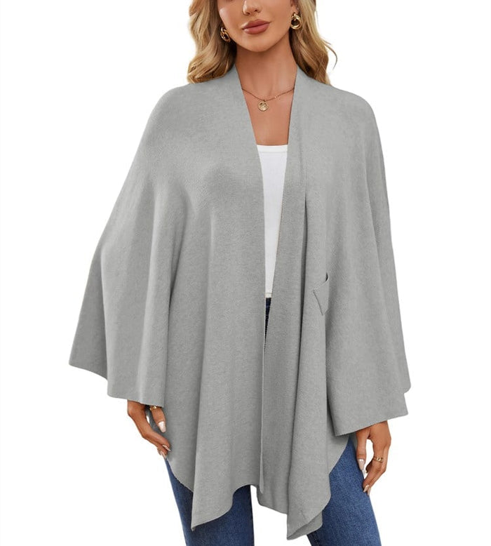 🔥Elegante bufanda que cubre un suave poncho de punto con frente abierto-ES