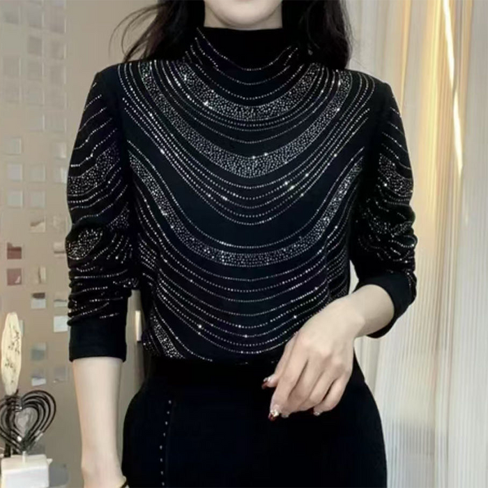 🎁💎Elegantiška moteriška palaidinė ilgomis rankovėmis ir blizgučiais-lt