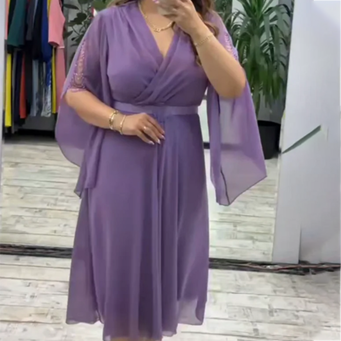 👗 Elegantna obleka z V-izrezom za ženske-SI