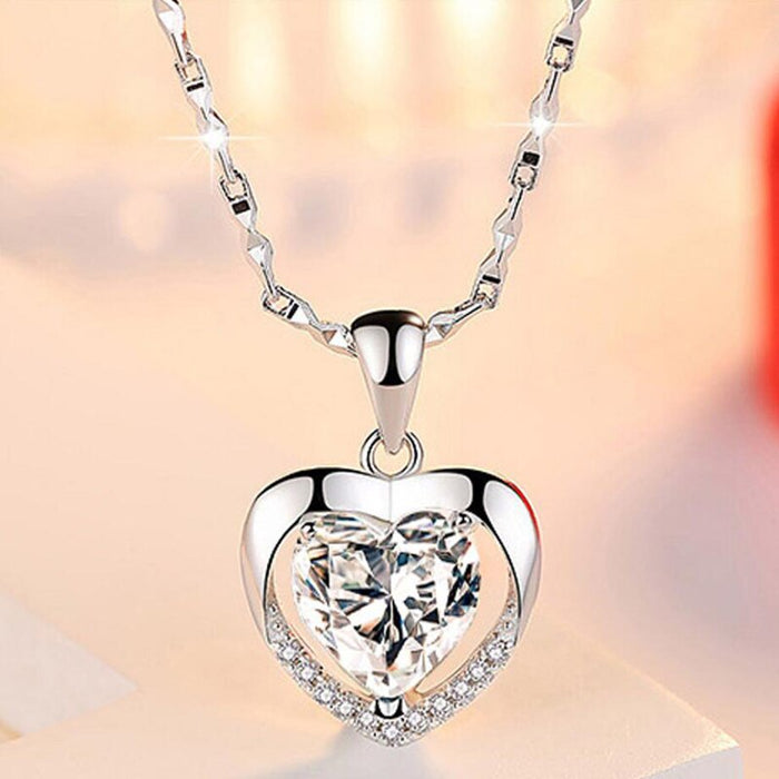 Eternal Love: Blue Crystal Heart Pendant Necklace