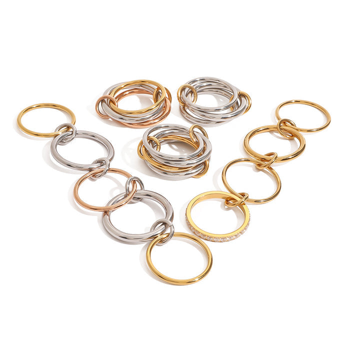 European And American Stainless Steel Twin Simple Bracelet Ring