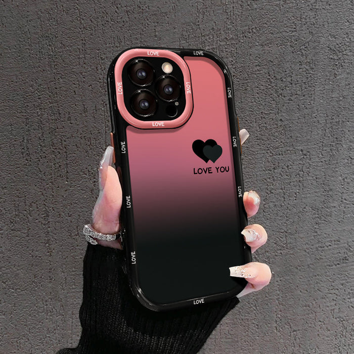 Funda para iPhone con degradado mate: diseños sonrientes "Love You & Lucky"-ES