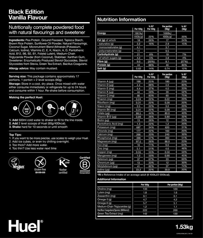 Huel Black Edition Meal Replacement Powder 30 Serv 2.7 kg