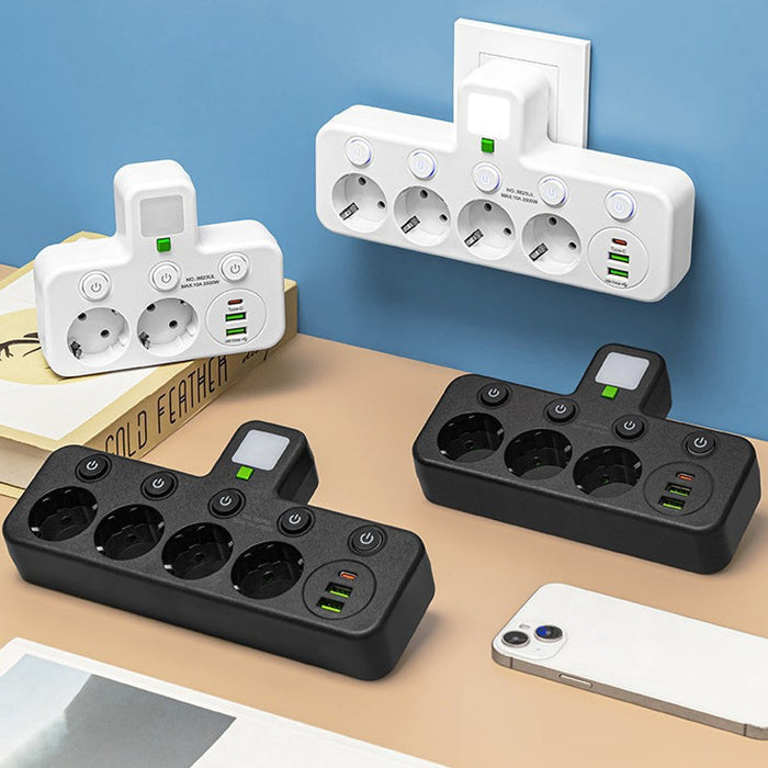 🔌⚡Išmanusis maitinimo laidas su USB prievadais (ES kištukas)-LT