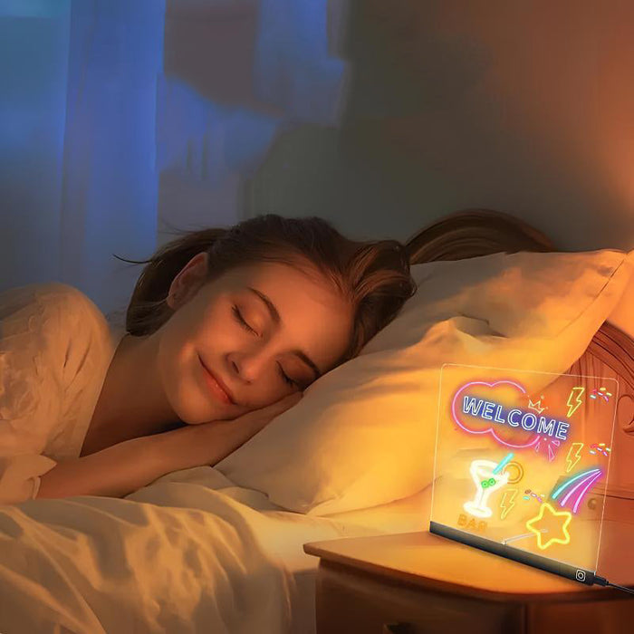 🔥👨‍🎨 Ištrinama, šviečianti akrilinė piešimo lenta su stovu 🎨✨-LT