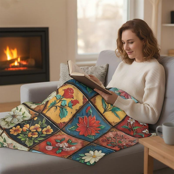 🌼 Jauki ir minkšta flanelinė antklodė su gėlių raštu 🛋️💐-LT