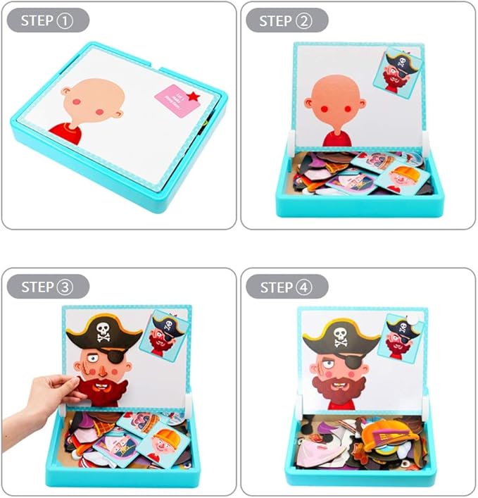 Juego de viaje magnético para decorar caras con rompecabezas, juguete educativo preescolar de doble cara para niños.-ES