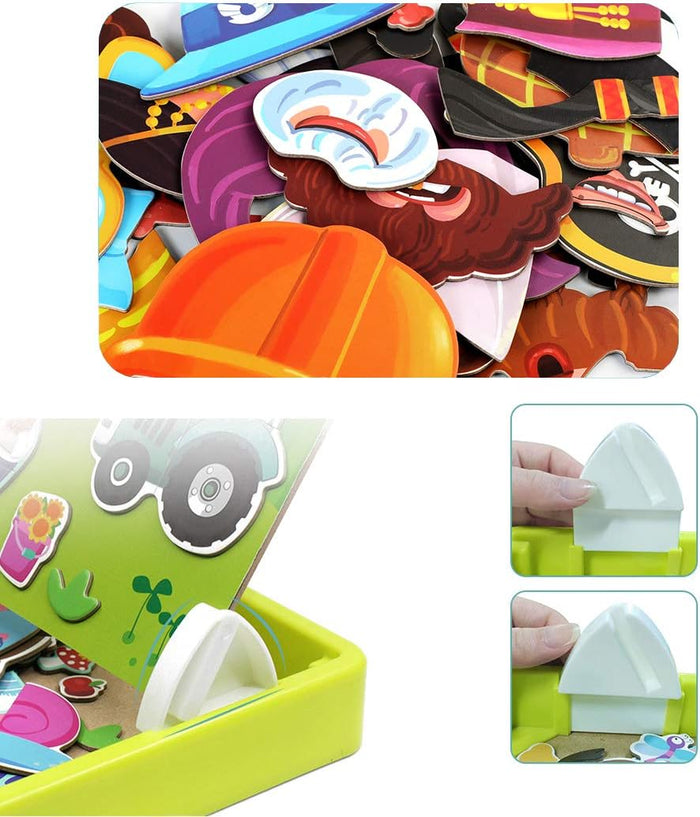 Juego de viaje magnético para decorar caras con rompecabezas, juguete educativo preescolar de doble cara para niños.-ES