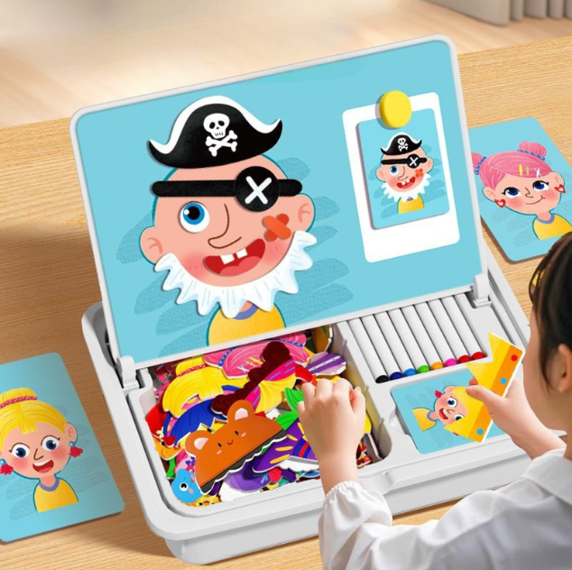 Juego de viaje magnético para decorar caras con rompecabezas, juguete educativo preescolar de doble cara para niños.-ES