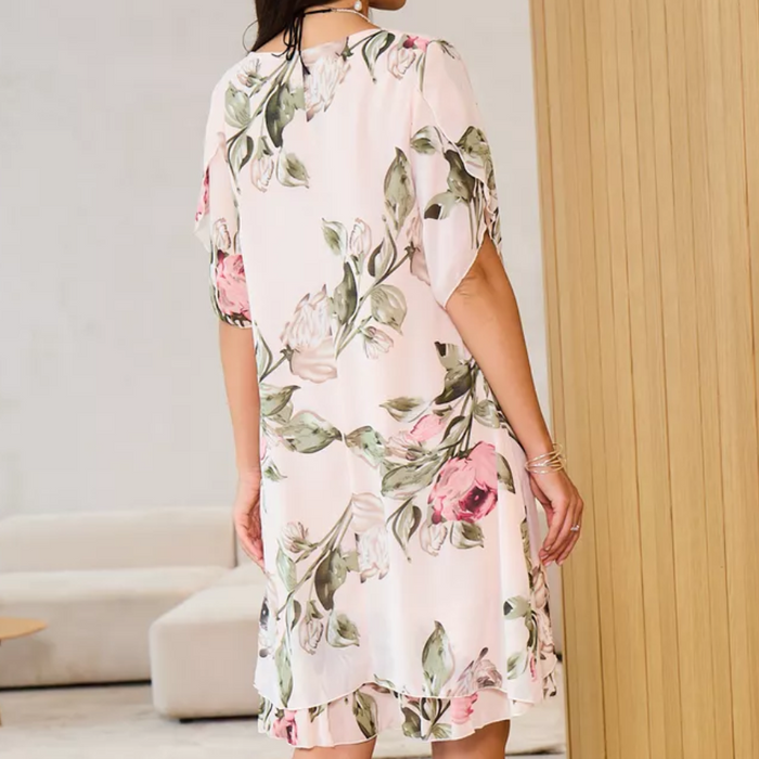 KUUM 50% 👗 Põsepunane kroonlehtedega kumav šifoonkleit-EE