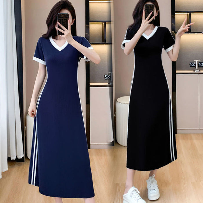 【M-4XL】👗Ženska ležerna in preprosta obleka z V-izrezom-SI