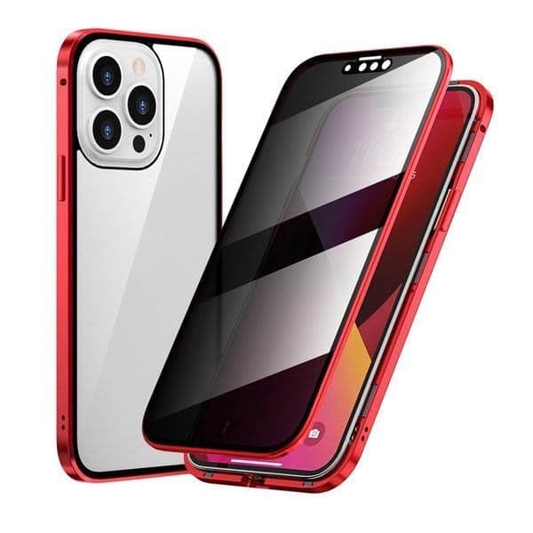 Magnetické puzdro na iPhone s antireflexným sklom a kovom-SK