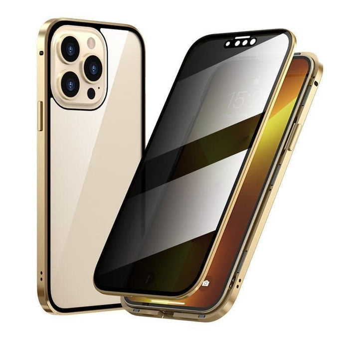 Magnetické puzdro na iPhone s antireflexným sklom a kovom-SK