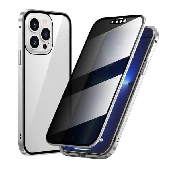 Magnetiline iPhone'i ümbris peegeldusvastase klaasi ja metalliga-EE