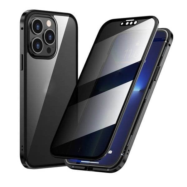 Magnētiskais iPhone vāciņš ar pretatstarojošu stiklu un metālu-LV