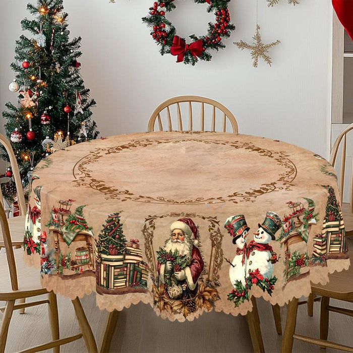 Mantel navideño de primera calidad: un encantador diseño de Papá Noel y renos para disfrutar de momentos alegres en familia.-ES