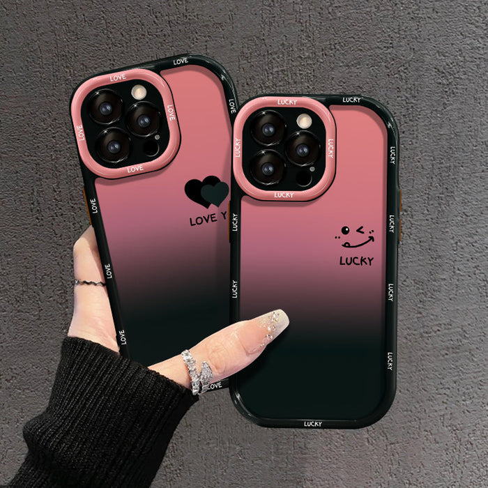 Mat gradientni ovitek za iPhone – LJUBIM TE IN SREČNO, Smiley Designs-SI
