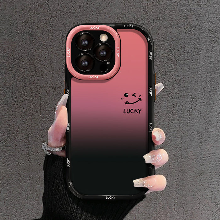 Matinis gradientinis „iPhone“ dėklas – MYLIU TAVE IR LAIMINGAS, šypsenėlių dizainas-LT