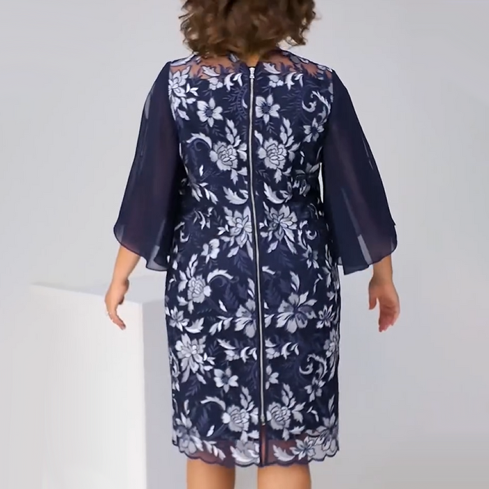 ✨Γυναικείο φόρεμα midi με φλοράλ print και mesh-GR