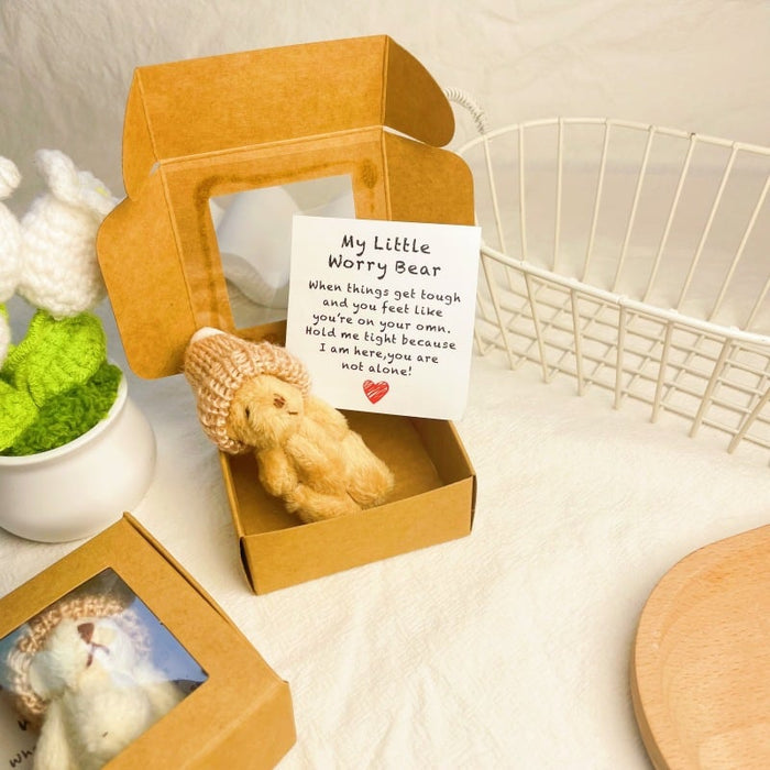 🔥🧸Mini osito de peluche hecho a mano en una caja-ES