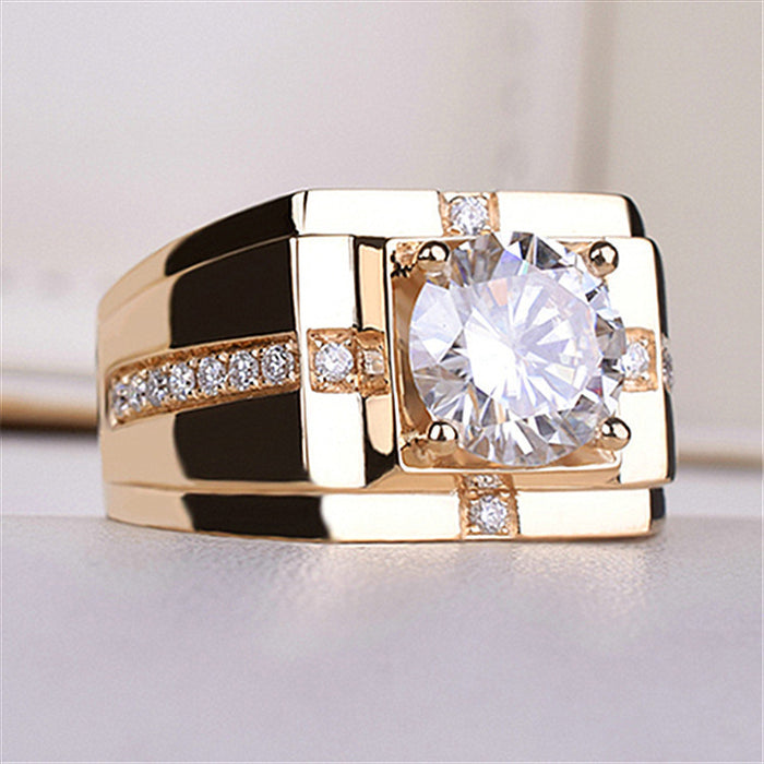 Moissanite Gold Plated Domineering Wedding Ring