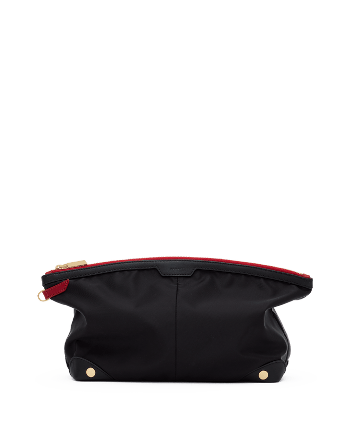 Nicky-Travel-Pouch-Lrg-Black-Nylon-G-R-Zip-Front-View
