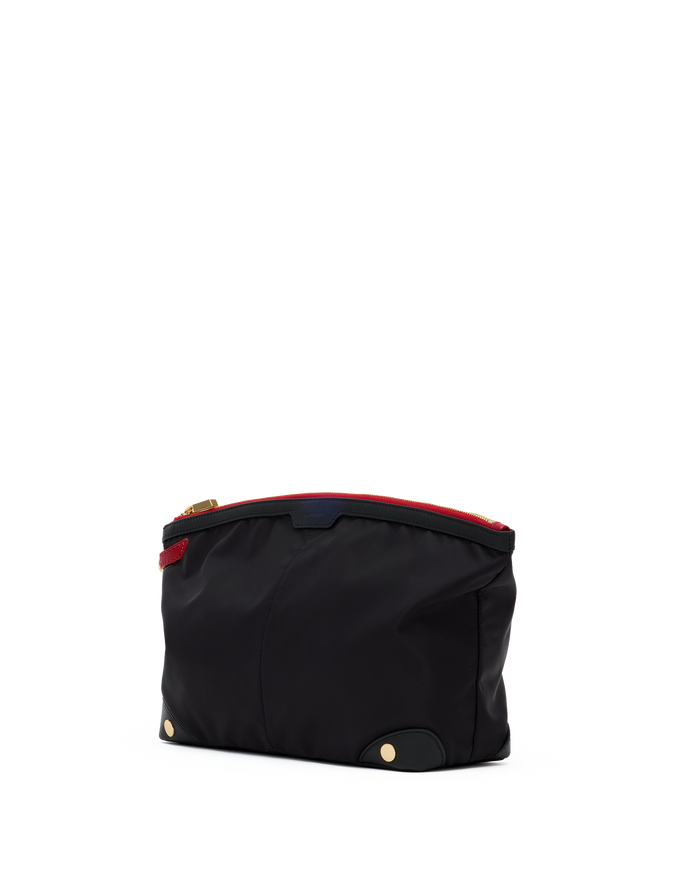 Nicky Travel Pouch | Black Nylon/Gold Red Zip | Lrg